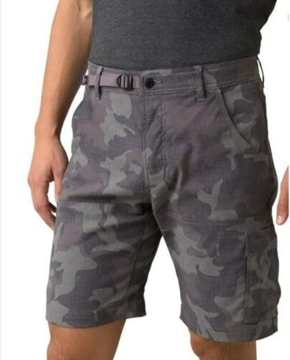 prAna Mens Zion Shorts Size 28 Gravel Camo Grey Stretch 10 inch Inseam NWT